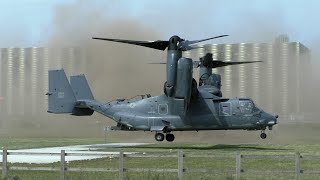 USAF CV22 Osprey Visiting amp Destroying Addenbrookes Hospital Helipad [upl. by Tiedeman]