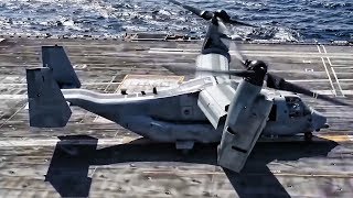 MV22 Osprey Takeoff amp Landing on Aircraft Carrier [upl. by Estelle]