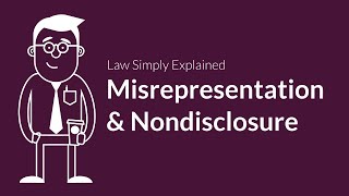 Misrepresentation and Nondisclosure  Contracts  Defenses amp Excuses [upl. by Sharlene]