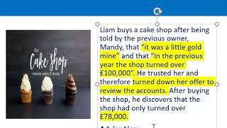 How to apply misrepresentation Liam cupcake scenario [upl. by Anitsuj]