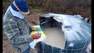 Slaking A Metric Ton Of Quicklime for lime plaster [upl. by Ayekram]