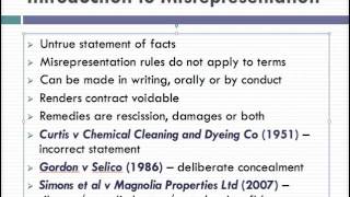 Misrepresentation Lecture 1 of 4 [upl. by Budwig133]