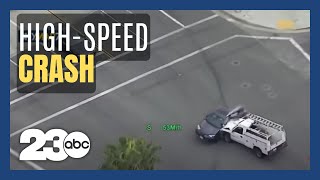 LIVE Police chase underway in LA area HUGE CRASH [upl. by Wynn]