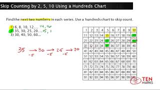 Skip Counting by 2 5 10 Using a Hundreds Chart 2NBT2 [upl. by Pik]